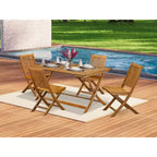 HomeStock 5-Piece Natural Oak Finish Solid Wood Top Dining table with 4 Chairs