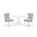 3-Piece Linen White Finish Solid Wood Top - Dining Room Set - Seats 4