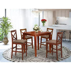 HomeStock 5-Pc Natural Brown Finish Solid Wood Top - Dining Room Set - Seats 4