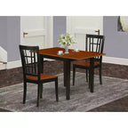 Set da pranzo con tavolo 3 pezzi in legno massello finitura nera e ciliegio
