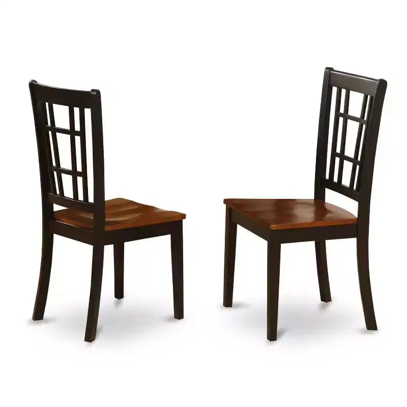 Set da pranzo con tavolo 3 pezzi in legno massello finitura nera e ciliegio