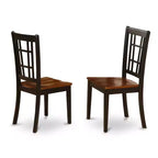 Set da pranzo con tavolo 3 pezzi in legno massello finitura nera e ciliegio
