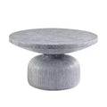 Royal Hampton 30 Inch Coffee Table, Round Naturalistic Design, Gray Durable Cement