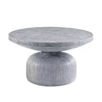 Royal Hampton 30 Inch Coffee Table, Round Naturalistic Design, Gray Durable Cement
