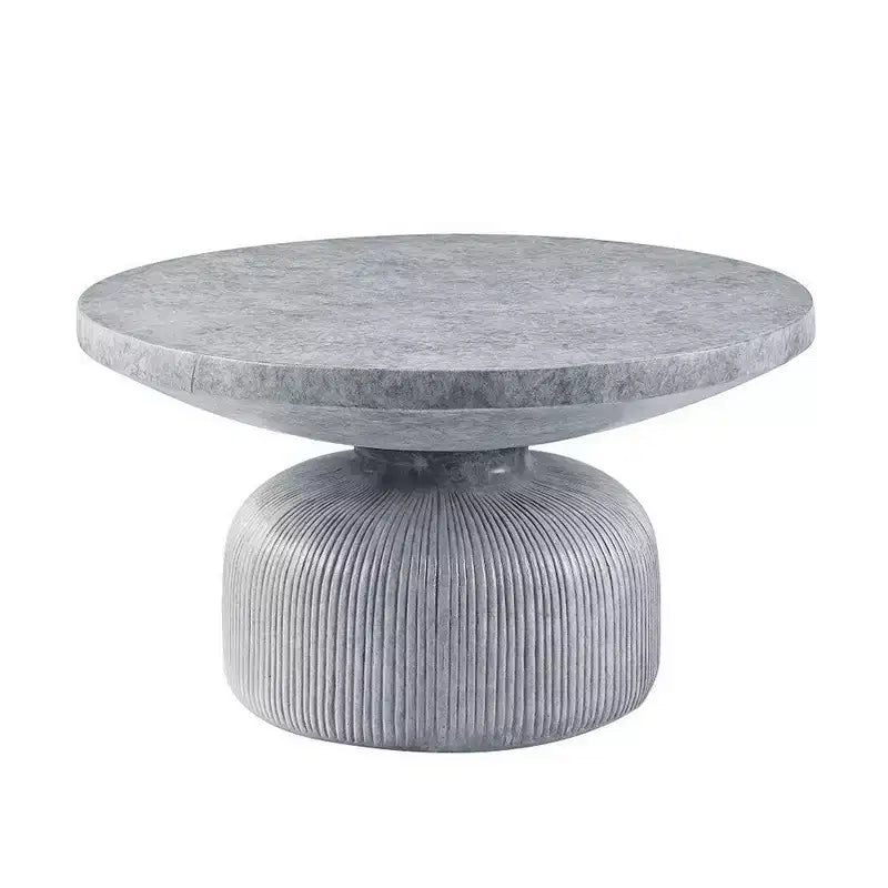Tavolino da caffè Royal Hampton da 30 pollici, design naturalistico rotondo, cemento resistente grigio
