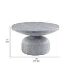 Tavolino da caffè Royal Hampton da 30 pollici, design naturalistico rotondo, cemento resistente grigio