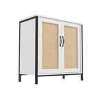 Rattan Storage Cabinet, White Sideboard Buffet with Storage Spacious with 2 Rattan Decorated Doors, Storage Cabinet for Dining Room, Living Room