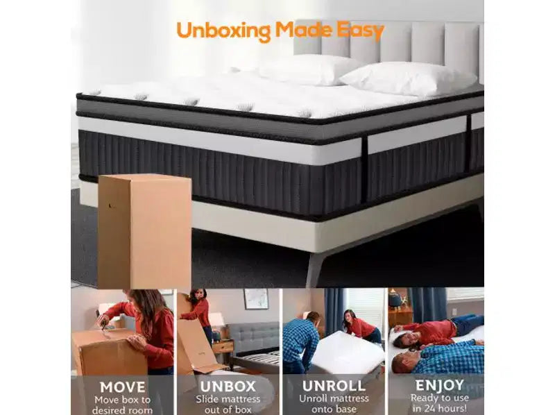 Materasso ibrido matrimoniale da 14 pollici in scatola, memory foam in gel, sensazione media, rivestimento traspirante rinfrescante, isolamento del movimento, CertiPUR-US