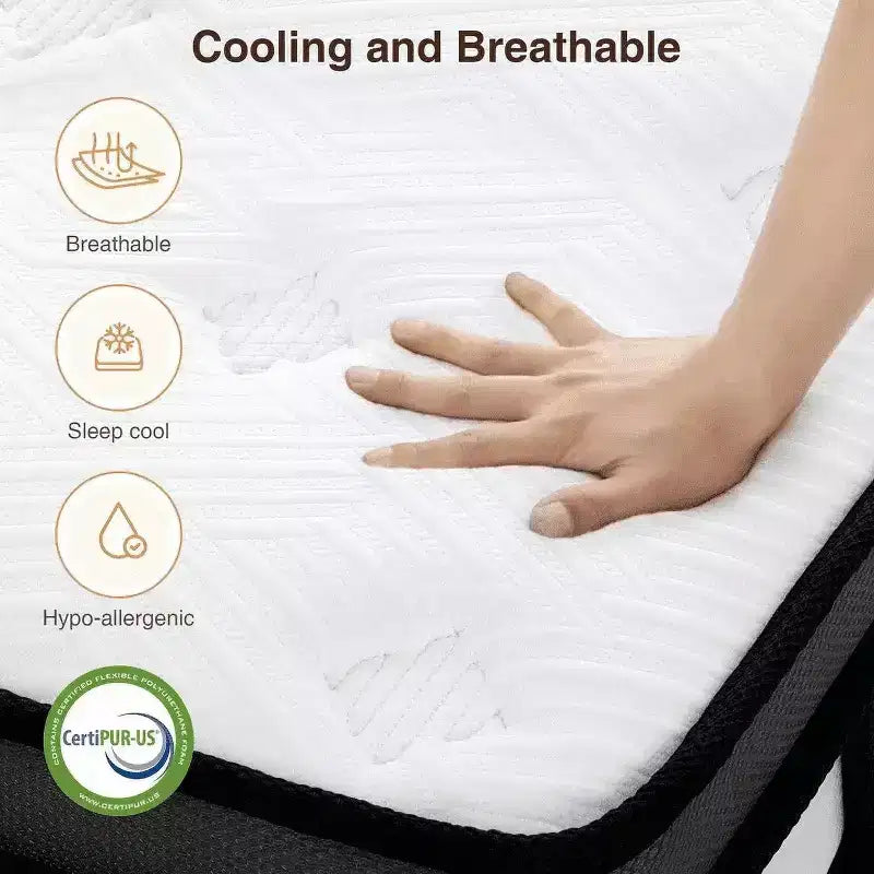 Materasso ibrido matrimoniale da 14 pollici in scatola, memory foam in gel, sensazione media, rivestimento traspirante rinfrescante, isolamento del movimento, CertiPUR-US