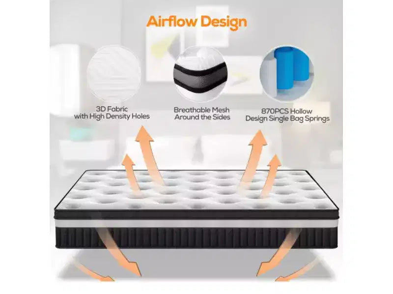 Materasso ibrido matrimoniale da 14 pollici in scatola, memory foam in gel, sensazione media, rivestimento traspirante rinfrescante, isolamento del movimento, CertiPUR-US