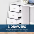 47 Modern Home Office Computer Desk Bookcase Combo Writing Table Workstation with 3 Drawer and Storage Shelf
