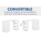 47 Modern Home Office Computer Desk Bookcase Combo Writing Table Workstation with 3 Drawer and Storage Shelf