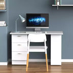 47 Modern Home Office Computer Desk Bookcase Combo Writing Table Workstation with 3 Drawer and Storage Shelf