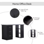 47 Modern Home Office Computer Desk Bookcase Combo Writing Table Workstation with 3 Drawer and Storage Shelf