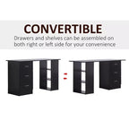47 Modern Home Office Computer Desk Bookcase Combo Writing Table Workstation with 3 Drawer and Storage Shelf