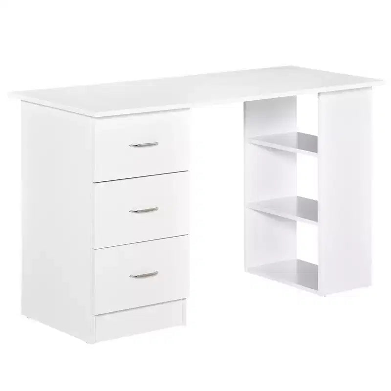 47 Modern Home Office Computer Desk Bookcase Combo Writing Table Workstation with 3 Drawer and Storage Shelf