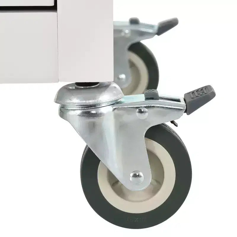 PexFix Isola Cucina con Piano in Legno Massello da 137 cm e Ruote Bloccabili, Mobile a 4 Ante e Due Cassetti, Portaspezie e Portasciugamani, Bianco