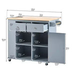 PexFix Kitchen Island with Power Outlet Kitchen Storage Island with Drop Leaf & Wine Rack & Adjustable Storage for Home Kitchen Dining Room Blue