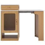 PexFix 59.5 Isola da Cucina con Tavolo da Pranzo Estensibile Tavolo Contenitore da Cucina con Ripiani a Doppio Lato con Presa di Corrente e Scaffali Laterali Aperti Naturale