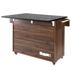 Pexfix Kitchen Island with Trash Can Storage Cabinet Kitchen Cart with Drop Leaf & Spice Rack & Towel Rack and Drawer with Adjustable Shelf Walnut