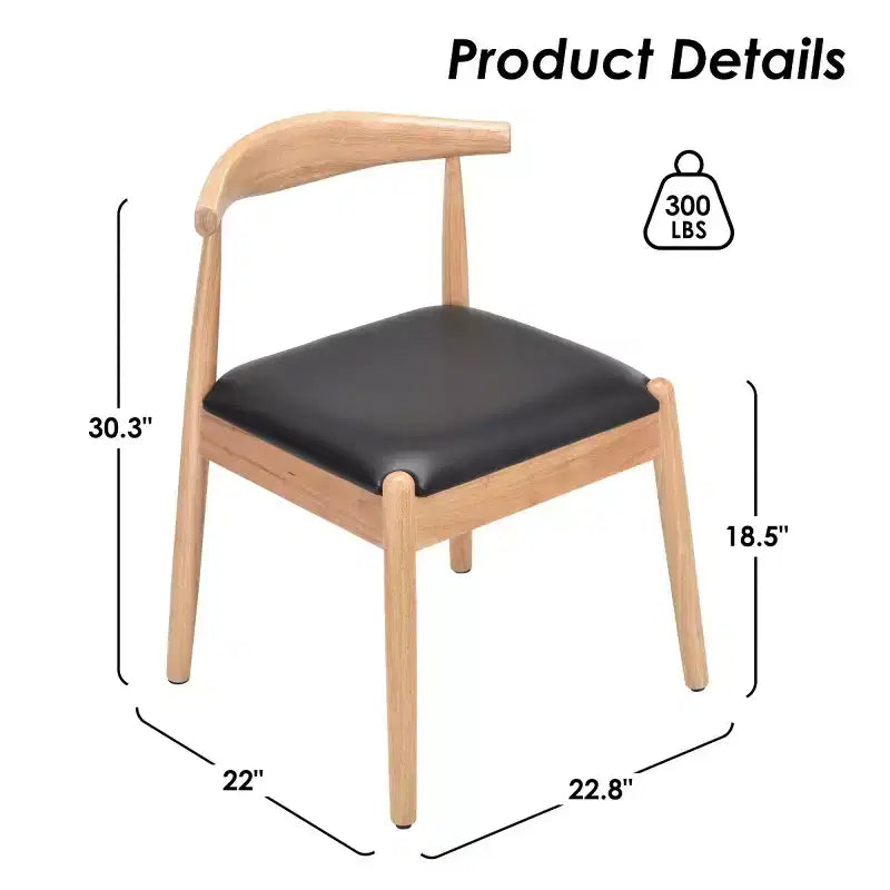 Set of 2 Mid-Century Modern Faux Leather Dining Chairs with Solid Wood Frame, Armless Chairs for Dining Room or Living Spaces-Panipeachy