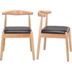 Set of 2 Mid-Century Modern Faux Leather Dining Chairs with Solid Wood Frame, Armless Chairs for Dining Room or Living Spaces-Panipeachy