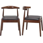 Set of 2 Mid-Century Modern Faux Leather Dining Chairs with Solid Wood Frame, Armless Chairs for Dining Room or Living Spaces-Panipeachy