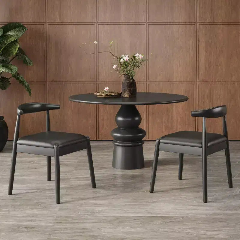 Set of 2 Mid-Century Modern Faux Leather Dining Chairs with Solid Wood Frame, Armless Chairs for Dining Room or Living Spaces-Panipeachy