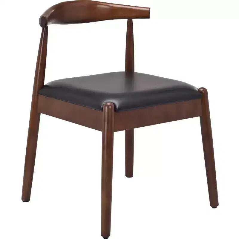 Set of 2 Mid-Century Modern Faux Leather Dining Chairs with Solid Wood Frame, Armless Chairs for Dining Room or Living Spaces-Panipeachy