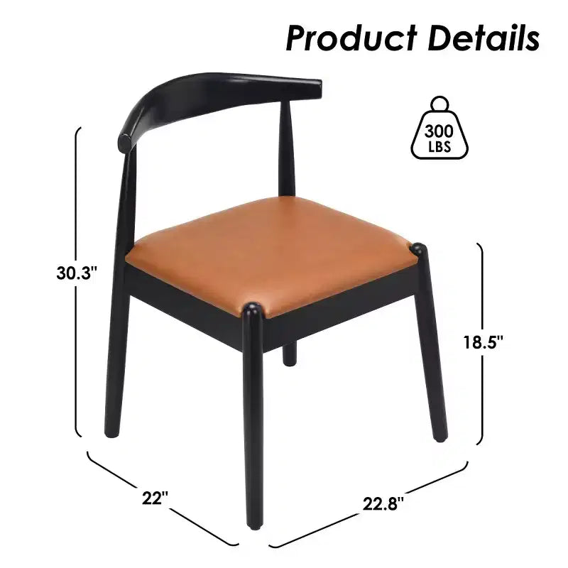 Set of 2 Mid-Century Modern Faux Leather Dining Chairs with Solid Wood Frame, Armless Chairs for Dining Room or Living Spaces-Panipeachy