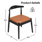 Set of 2 Mid-Century Modern Faux Leather Dining Chairs with Solid Wood Frame, Armless Chairs for Dining Room or Living Spaces-Panipeachy