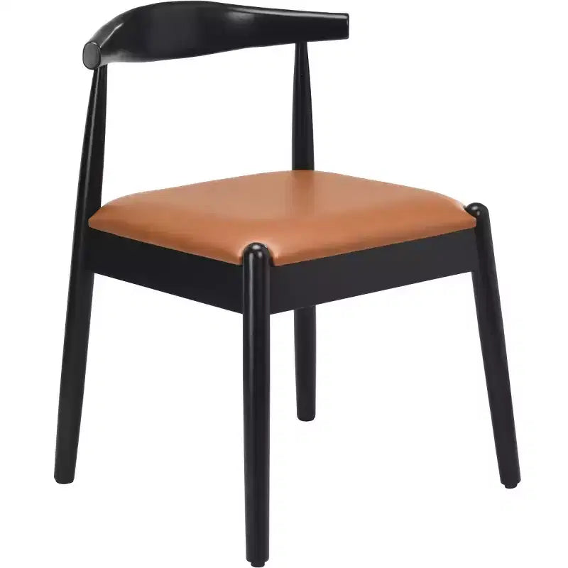 Set of 2 Mid-Century Modern Faux Leather Dining Chairs with Solid Wood Frame, Armless Chairs for Dining Room or Living Spaces-Panipeachy