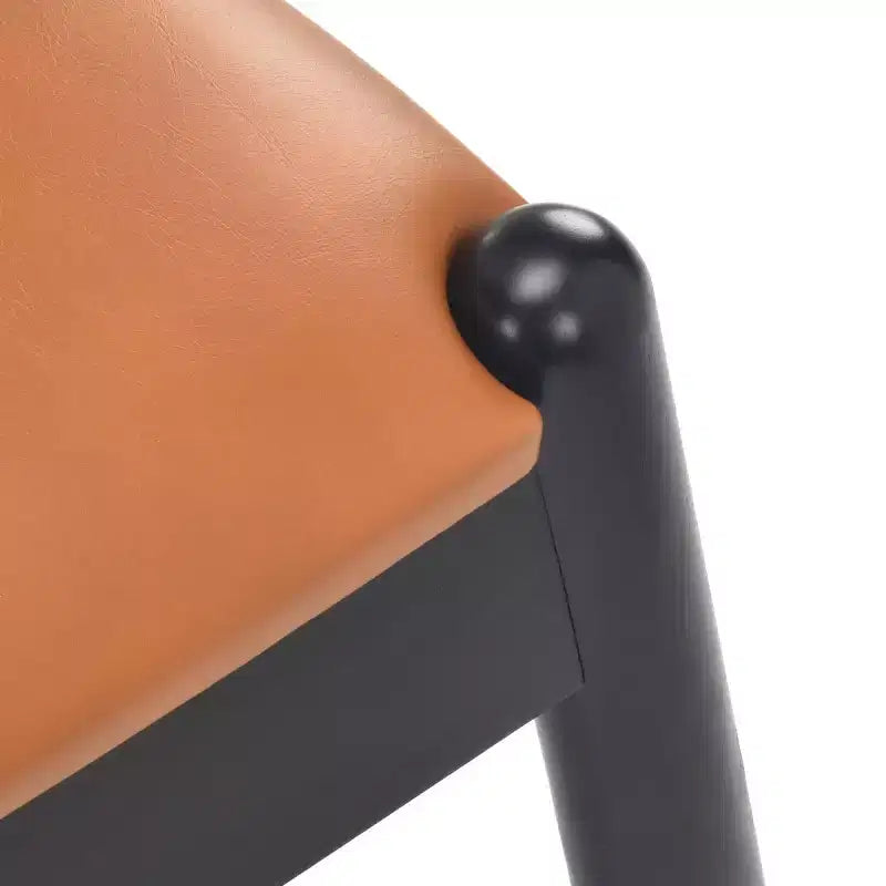 Set of 2 Mid-Century Modern Faux Leather Dining Chairs with Solid Wood Frame, Armless Chairs for Dining Room or Living Spaces-Panipeachy