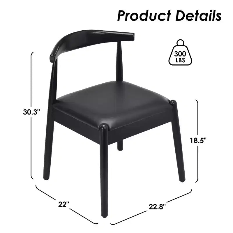 Set of 2 Mid-Century Modern Faux Leather Dining Chairs with Solid Wood Frame, Armless Chairs for Dining Room or Living Spaces-Panipeachy
