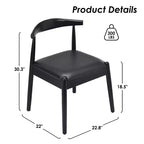 Set of 2 Mid-Century Modern Faux Leather Dining Chairs with Solid Wood Frame, Armless Chairs for Dining Room or Living Spaces-Panipeachy
