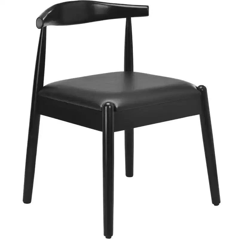 Set of 2 Mid-Century Modern Faux Leather Dining Chairs with Solid Wood Frame, Armless Chairs for Dining Room or Living Spaces-Panipeachy
