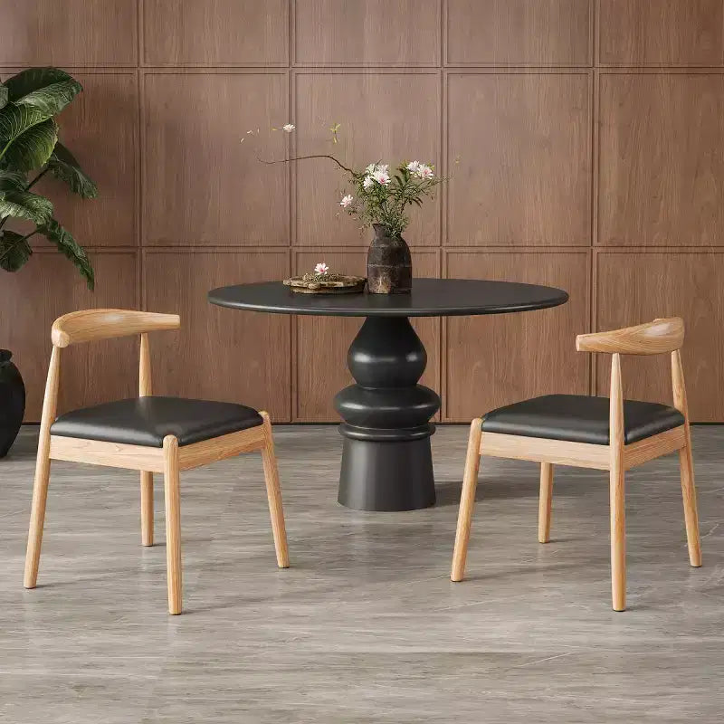 Set of 2 Mid-Century Modern Faux Leather Dining Chairs with Solid Wood Frame, Armless Chairs for Dining Room or Living Spaces-Panipeachy