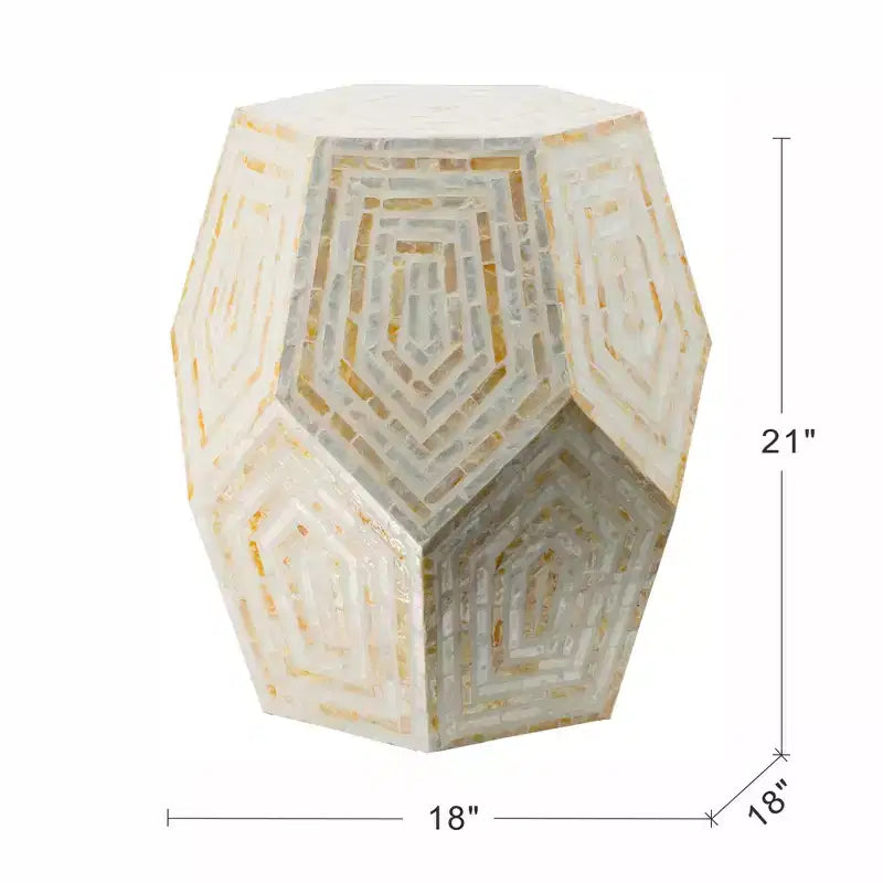GDFStudio Deanna Hexagonal Capiz Inlay Accent Side Table