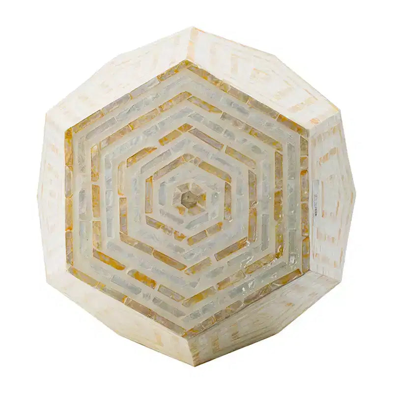GDFStudio Deanna Hexagonal Capiz Inlay Accent Side Table