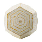 GDFStudio Deanna Hexagonal Capiz Inlay Accent Side Table
