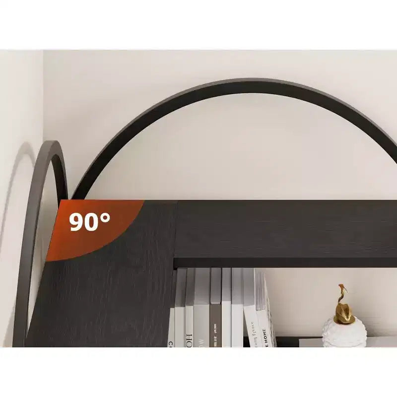 Libreria angolare a 5 ripiani a forma di L, libreria industriale ad arco con struttura in metallo, scaffale espositivo Etagere per soggiorno, camera da letto, ufficio, biblioteca