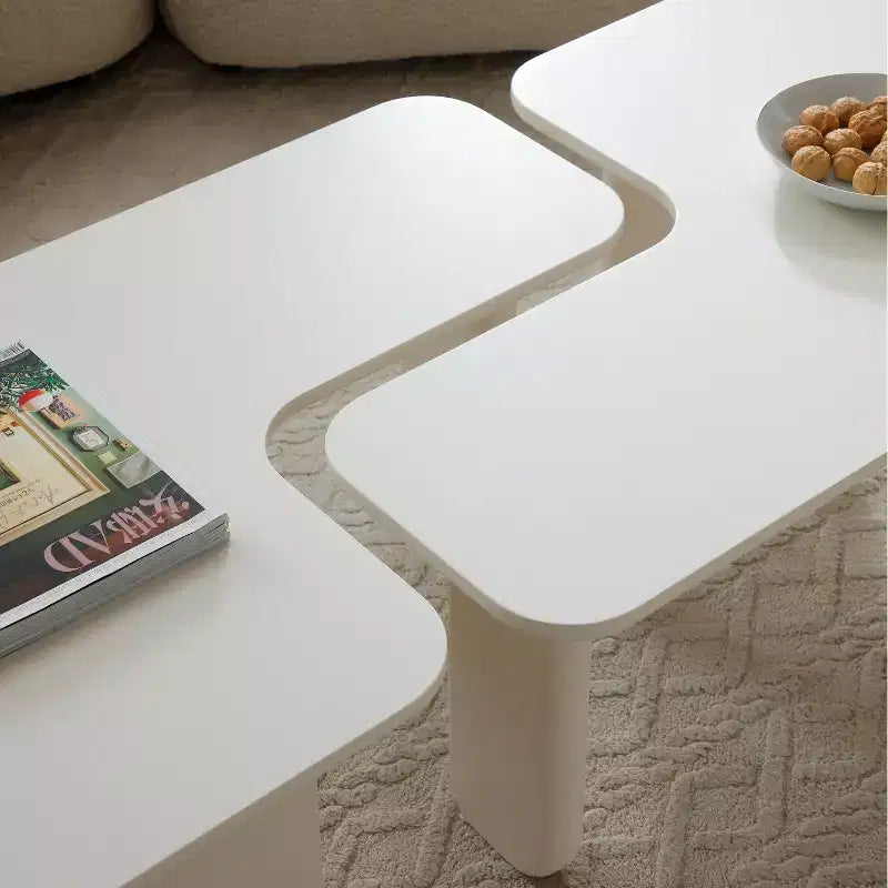 35 Tavolino da caffè moderno a L, vernice verde, multistrato, combinazione libera, salvaspazio, bianco