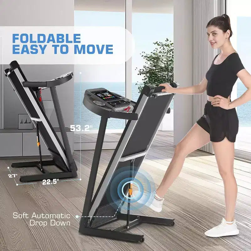 KRISRATE Treadmills with 12% Incline & 10 3D TV Screen & WiFi & APP & Heart Rate for Home, 3.25HP 9MPH Smart Treadmill, Foldable Running Machine