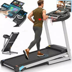 KRISRATE Treadmills with 12% Incline & 10 3D TV Screen & WiFi & APP & Heart Rate for Home, 3.25HP 9MPH Smart Treadmill, Foldable Running Machine
