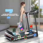 KRISRATE Treadmills with 12% Incline & 10 3D TV Screen & WiFi & APP & Heart Rate for Home, 3.25HP 9MPH Smart Treadmill, Foldable Running Machine