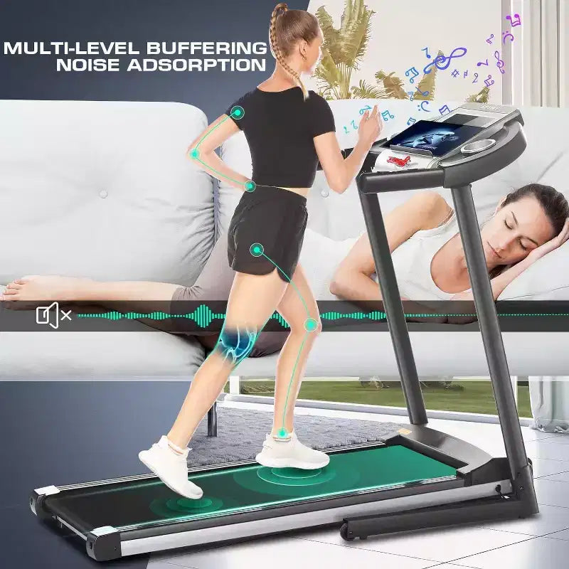 KRISRATE Treadmills with 12% Incline & 10 3D TV Screen & WiFi & APP & Heart Rate for Home, 3.25HP 9MPH Smart Treadmill, Foldable Running Machine