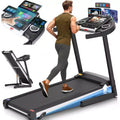 KRISRATE Treadmills with 12% Incline & 10 3D TV Screen & WiFi & APP & Heart Rate for Home, 3.25HP 9MPH Smart Treadmill, Foldable Running Machine