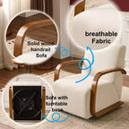 Zeus & Ruta Mid-Century Modern Cream Upholstered 360 Swivel Accent Chair with Solid Wood Curved Arms