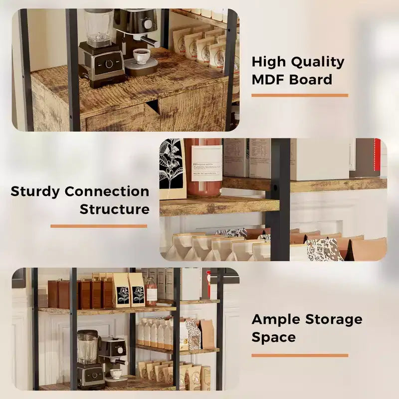 COZONY 32 Small Corner Coffee Bar Cabinet with Storage,Compact Buffet Sideboard, Farmhouse Bar Stand with Doors & Drawers