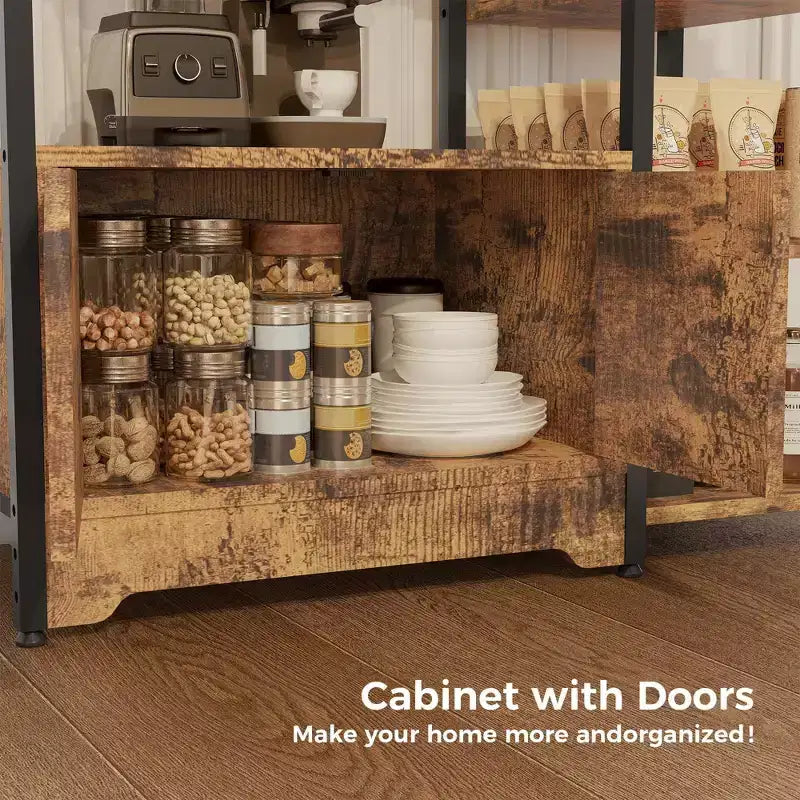 COZONY 32 Small Corner Coffee Bar Cabinet with Storage,Compact Buffet Sideboard, Farmhouse Bar Stand with Doors & Drawers